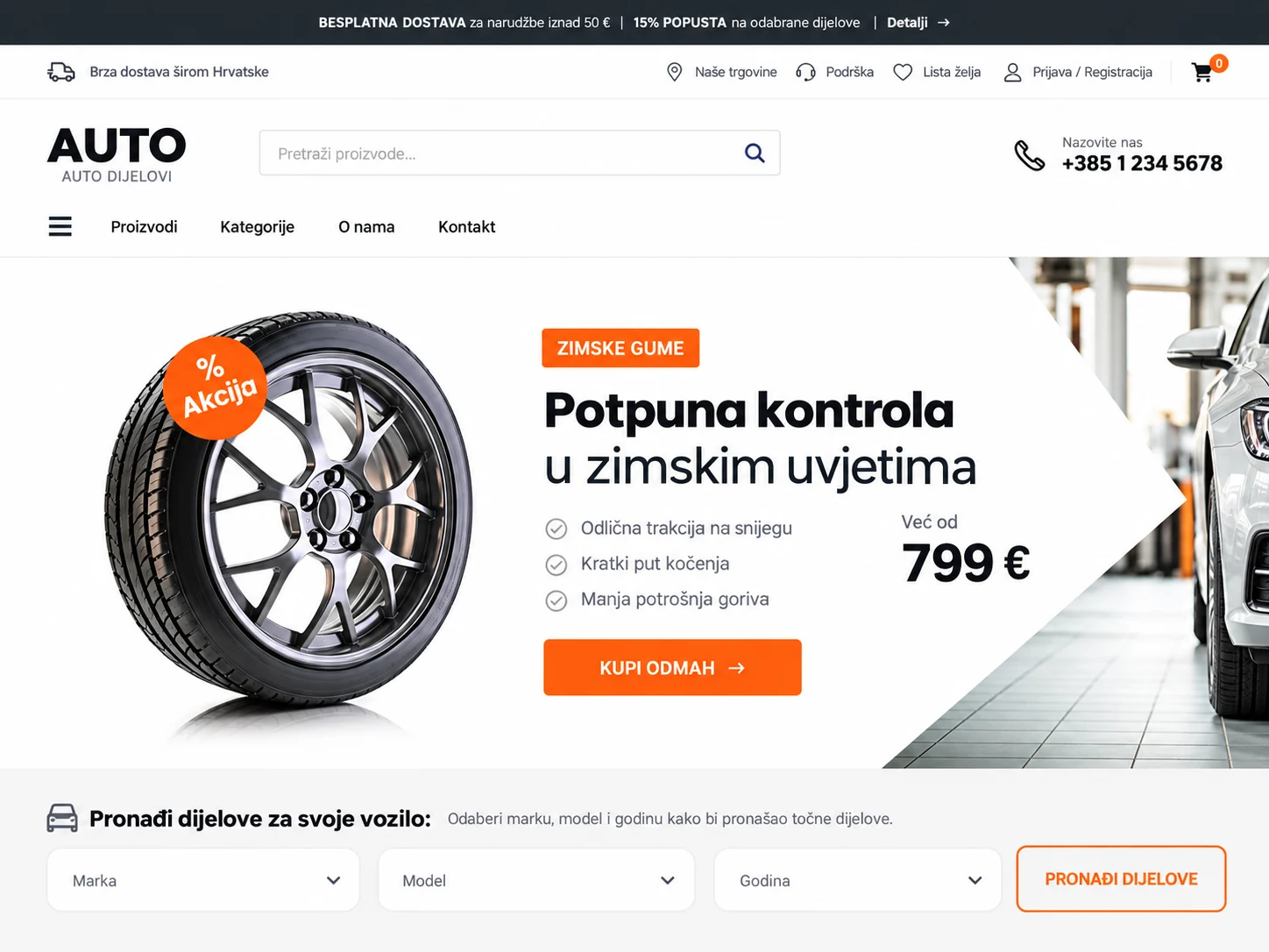 Primer webshopa za autoopremu i delove