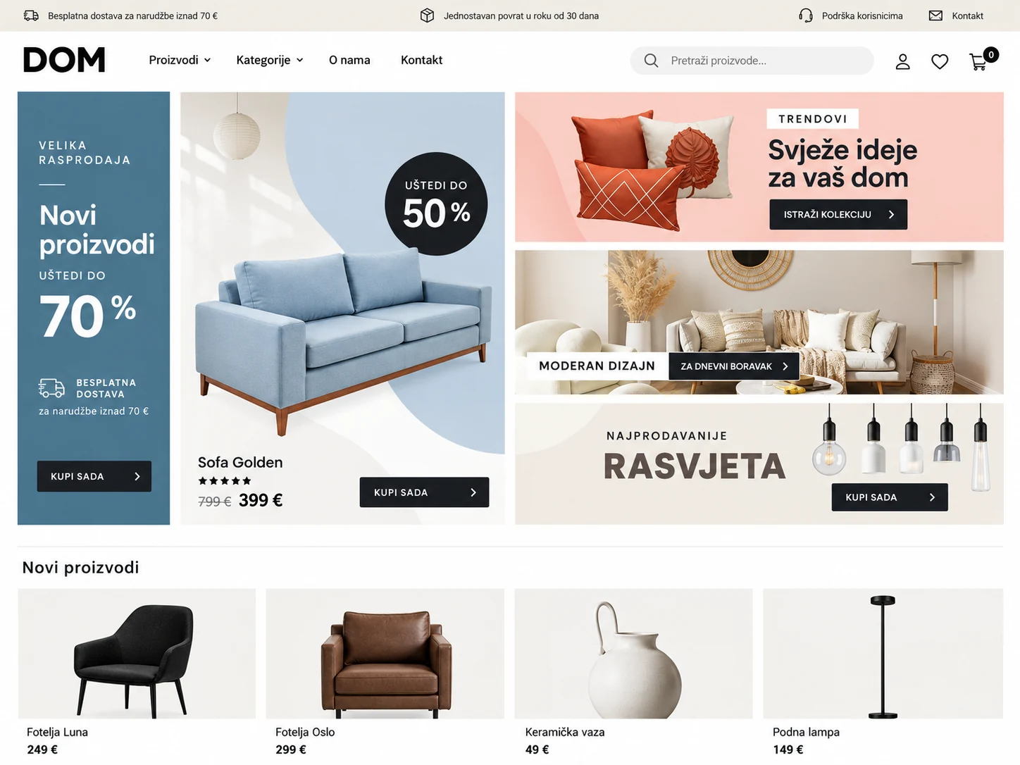 Primer webshopa za nameštaj i uređenje doma